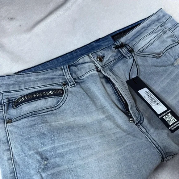 Rockstar Original Jeans Mens 42 Light Wash‎ Stacked Flare Distressed Skelman